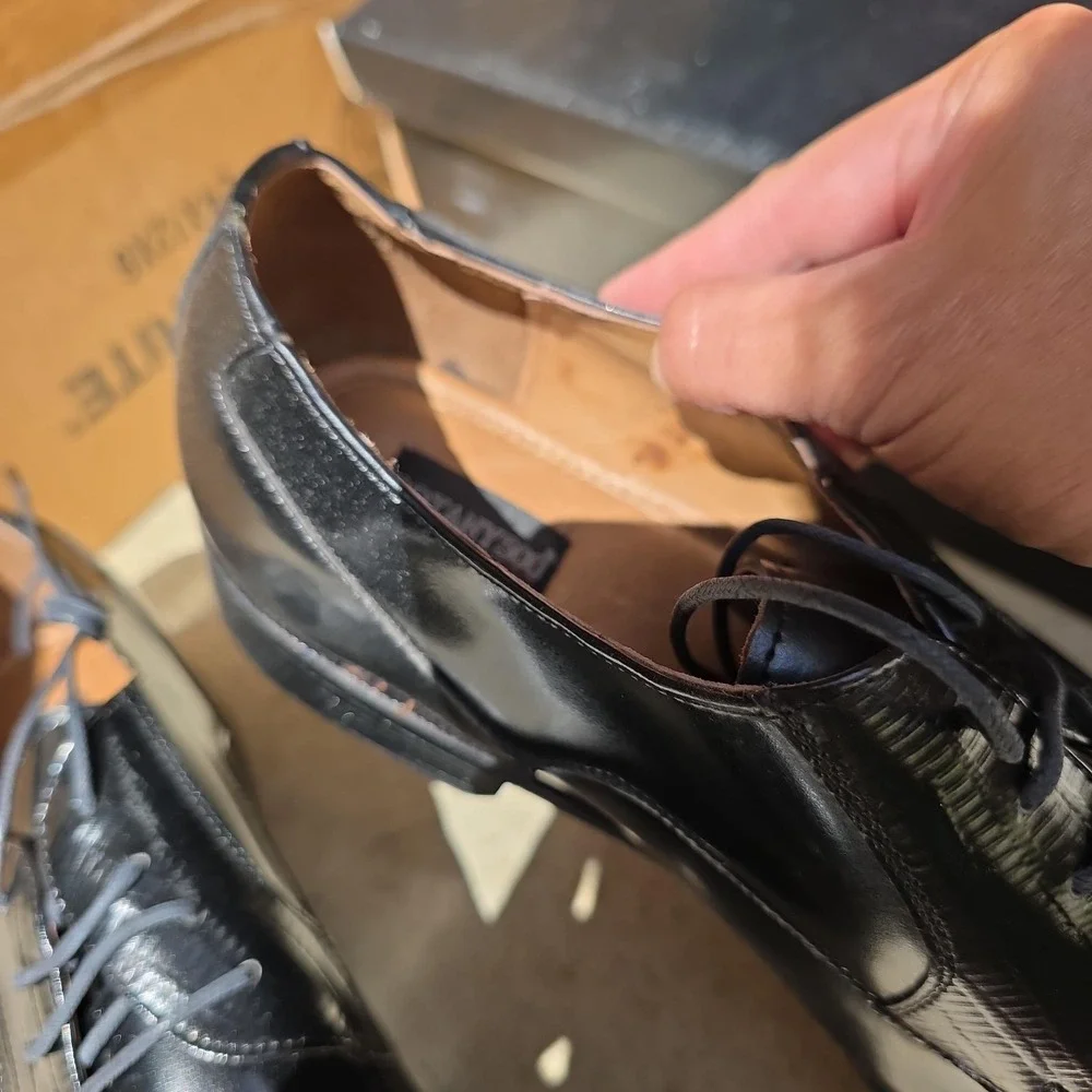 Botany 500 Shoes Mens Size 13‎ Black Leather Derby Lace Up Square Toe 48886-02